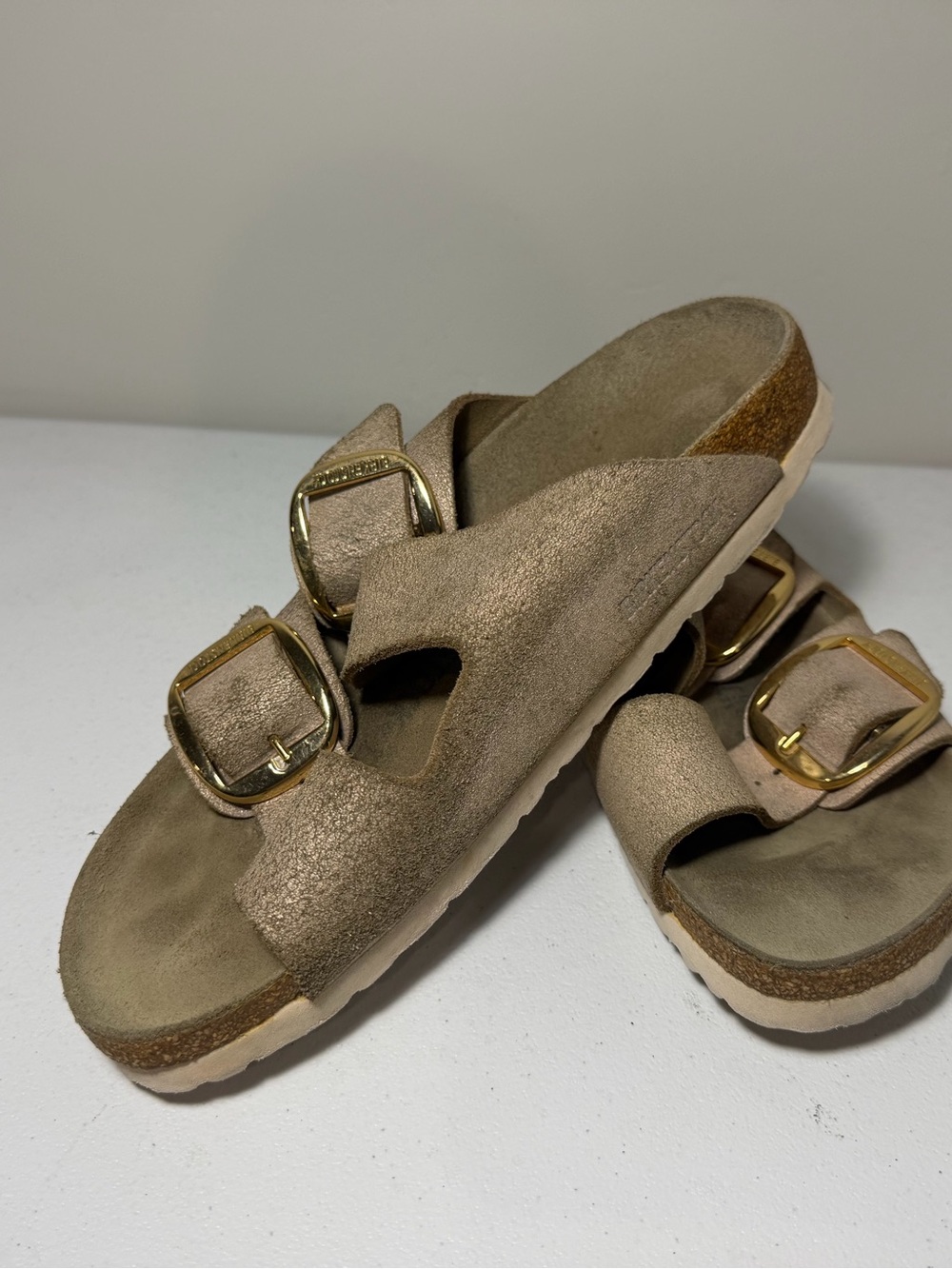 Birkenstock Arizona Big Buckle Taupe Suede Sandals Women’s 39 US 8 - Picture 7 of 8